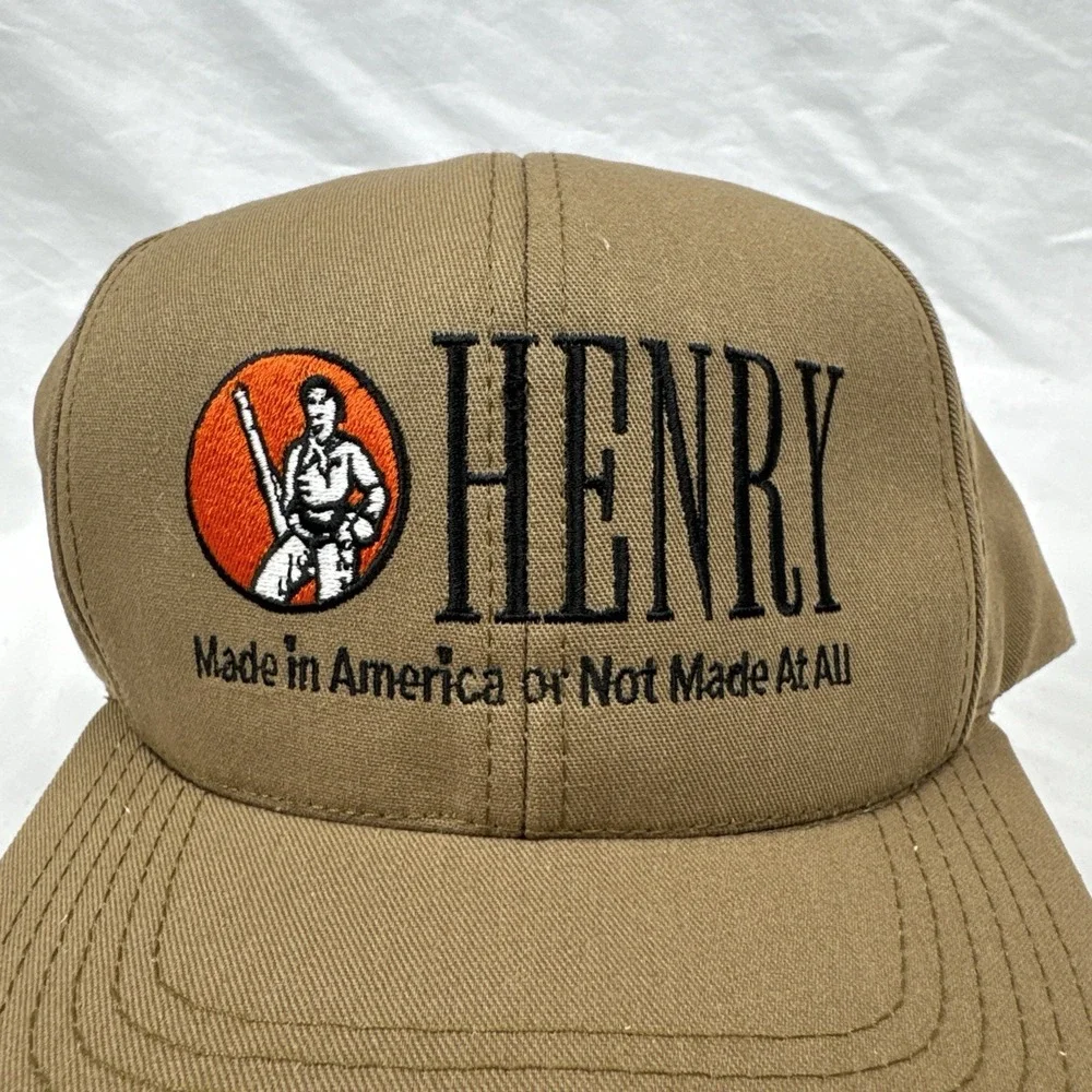 Henry Repeating Arms Rifle Co Made In USA Hat Cap Tan Beige Adjustable Strap